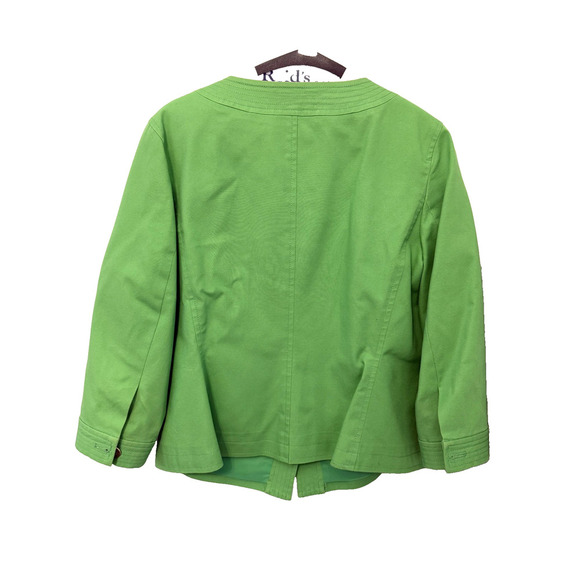 Talbots Blazer Womens 16P Green Collarless Open Front Petite Career Lined Office - Picture 5 of 8